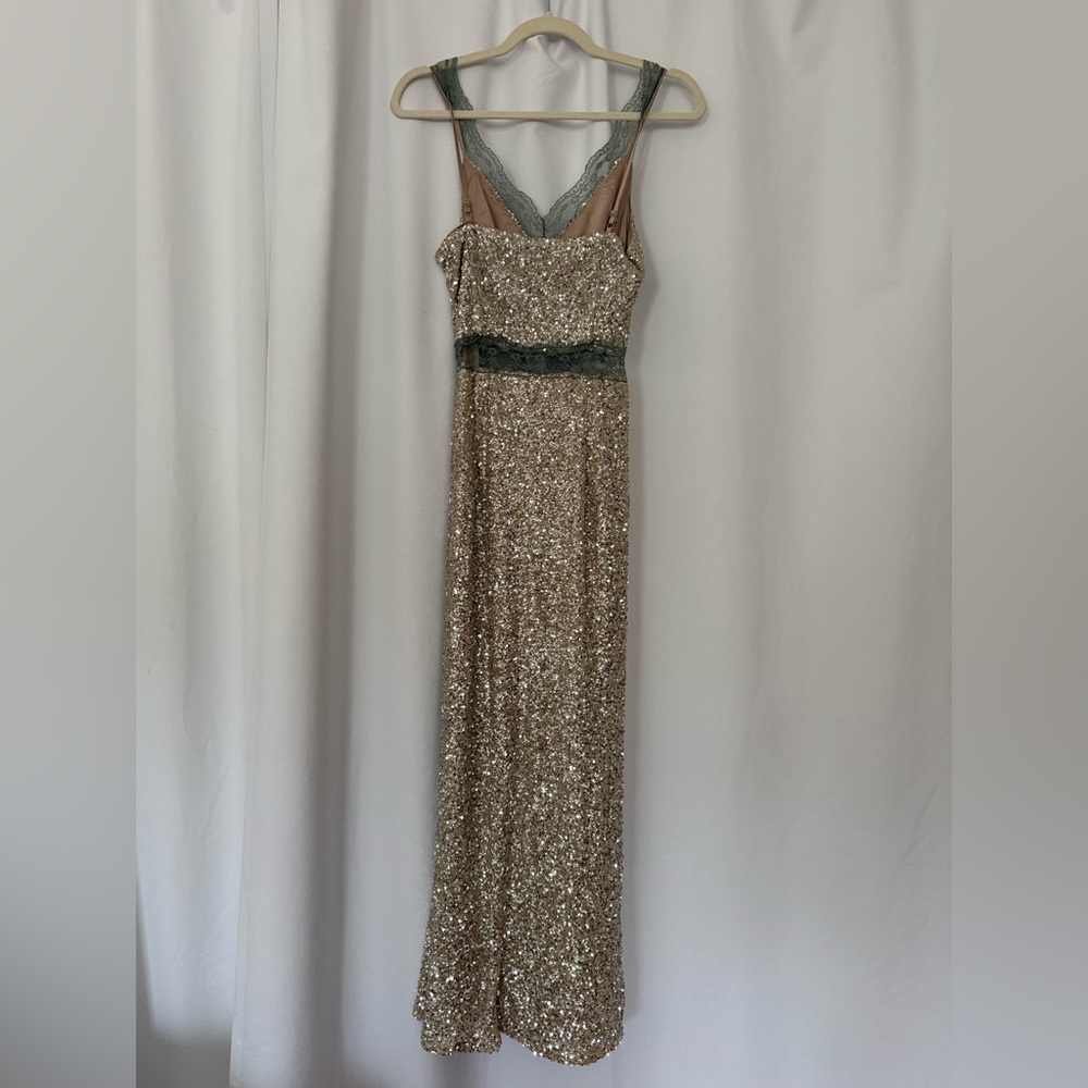Never Fully Dressed Silver Sequin Cutout Maxi Dre… - image 7